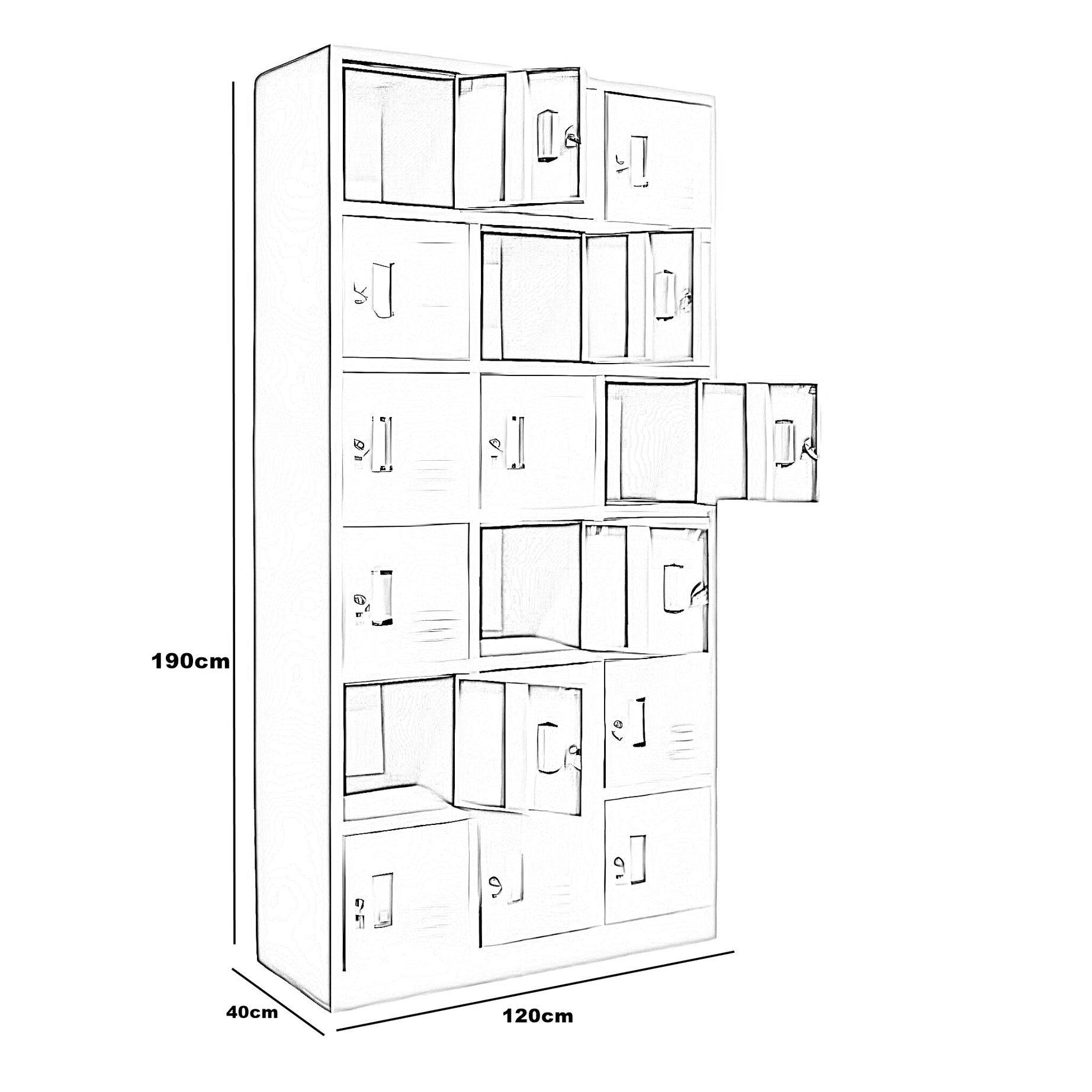 وحدة تخزين معدن، 120*40*190 سم