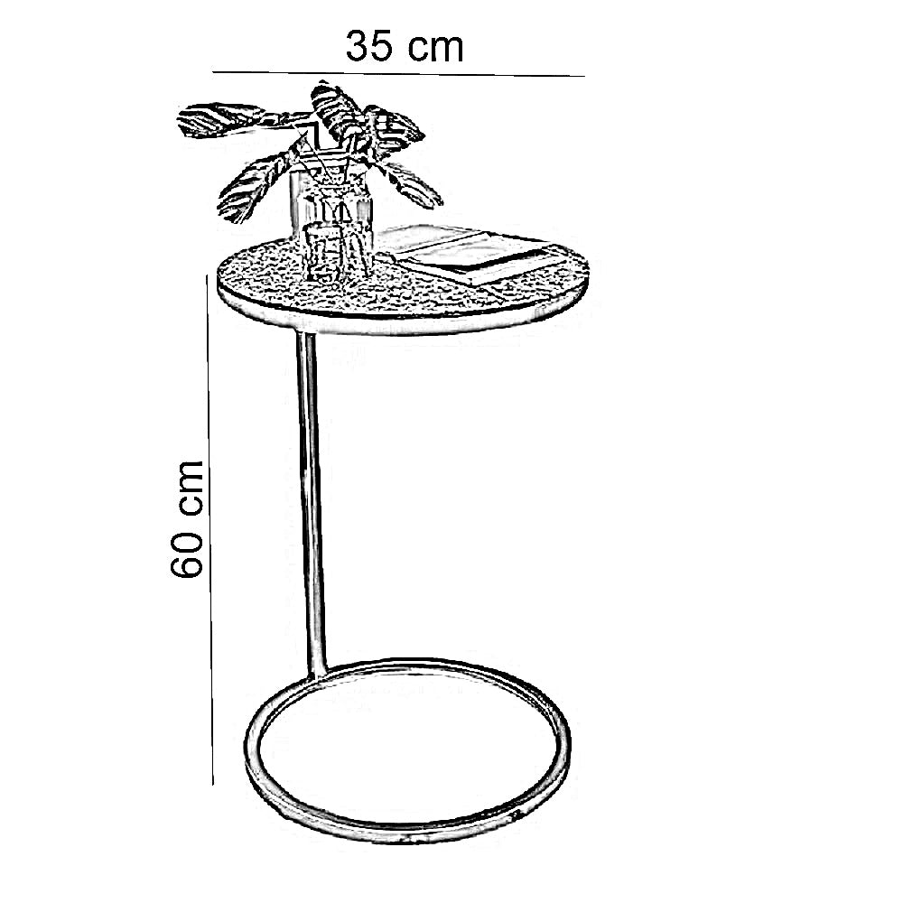 ترابيزة جانبية معدن بسطح جرانيت، 35*60 سم
