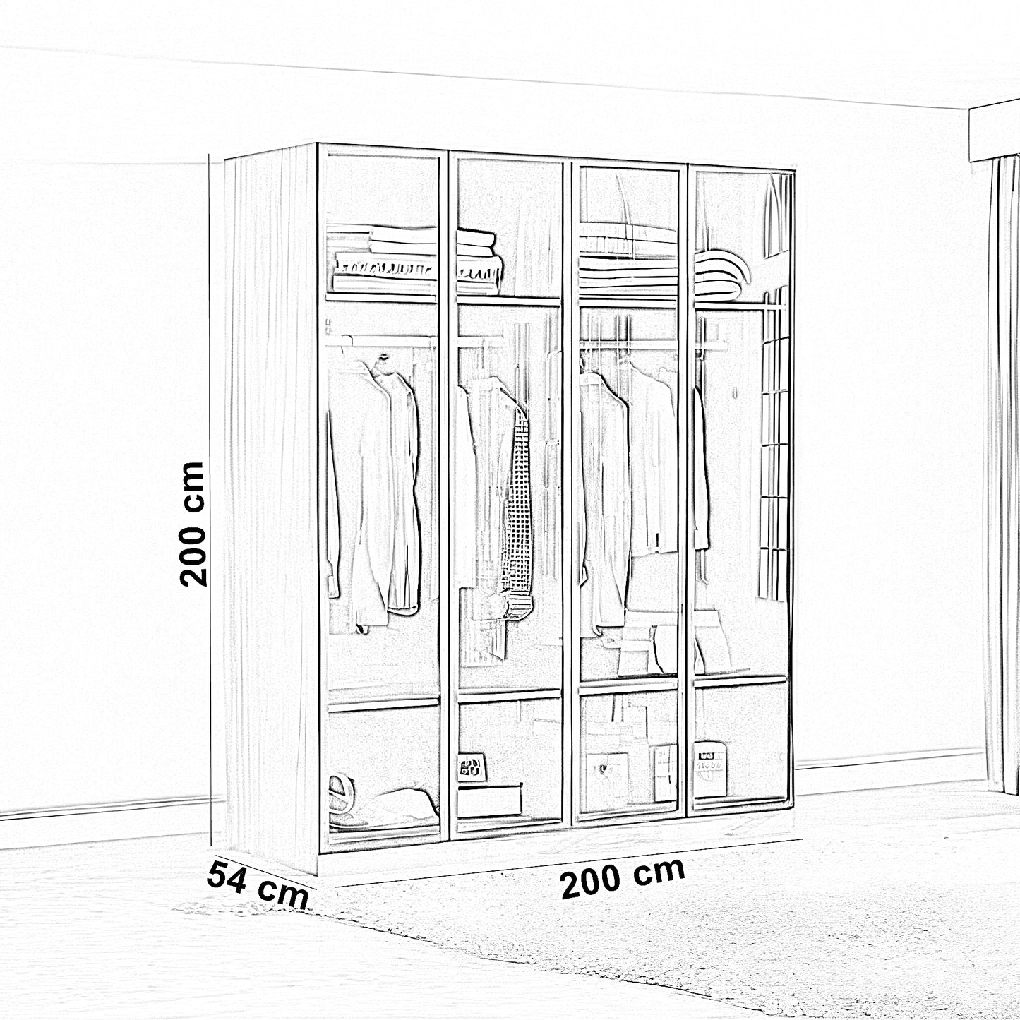 دريسينج خشب ام دي اف أسباني، 200*54*200 سم