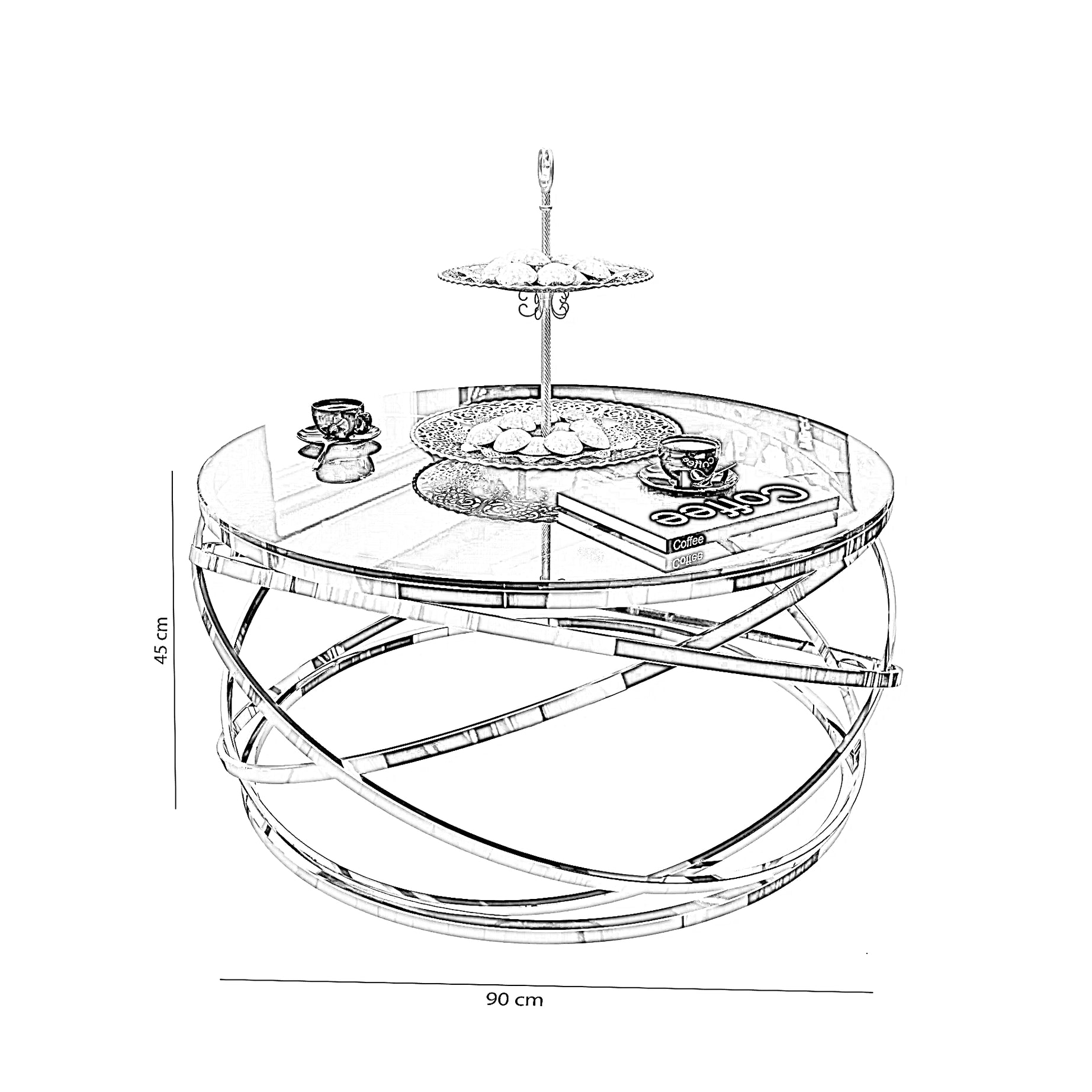ترابيزة قهوة ستيل، 90*45 سم