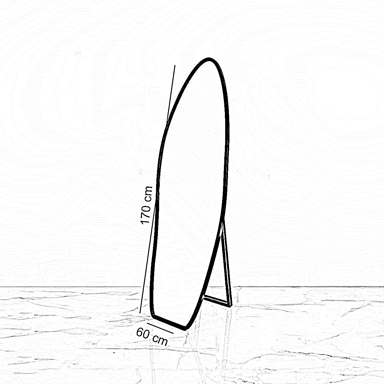 مرايا استاند خشب ام دي اف، 60*170 سم