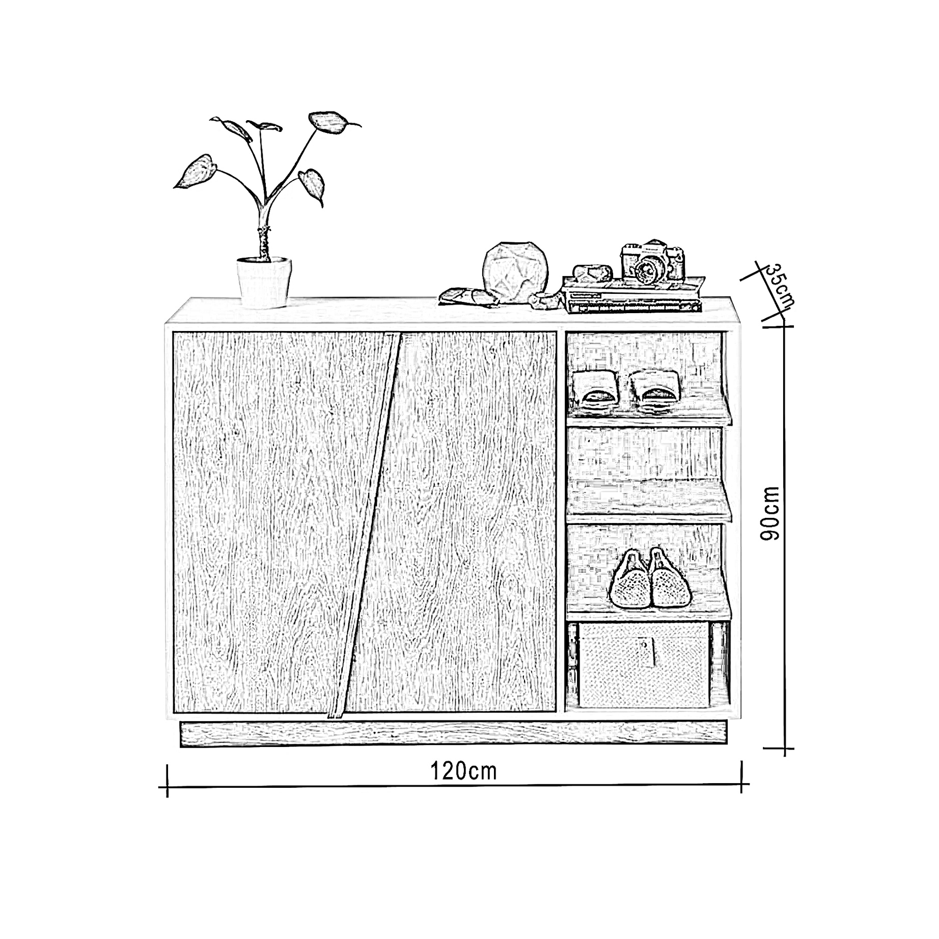 جزامة خشب ام دي اف، 120*35*90 سم