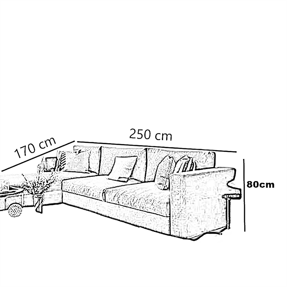 ركنة خشب زان، 250*170*80 سم