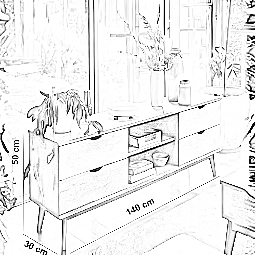 ترابيزة تليفزيون خشب ام دي اف، 140*30*50 سم