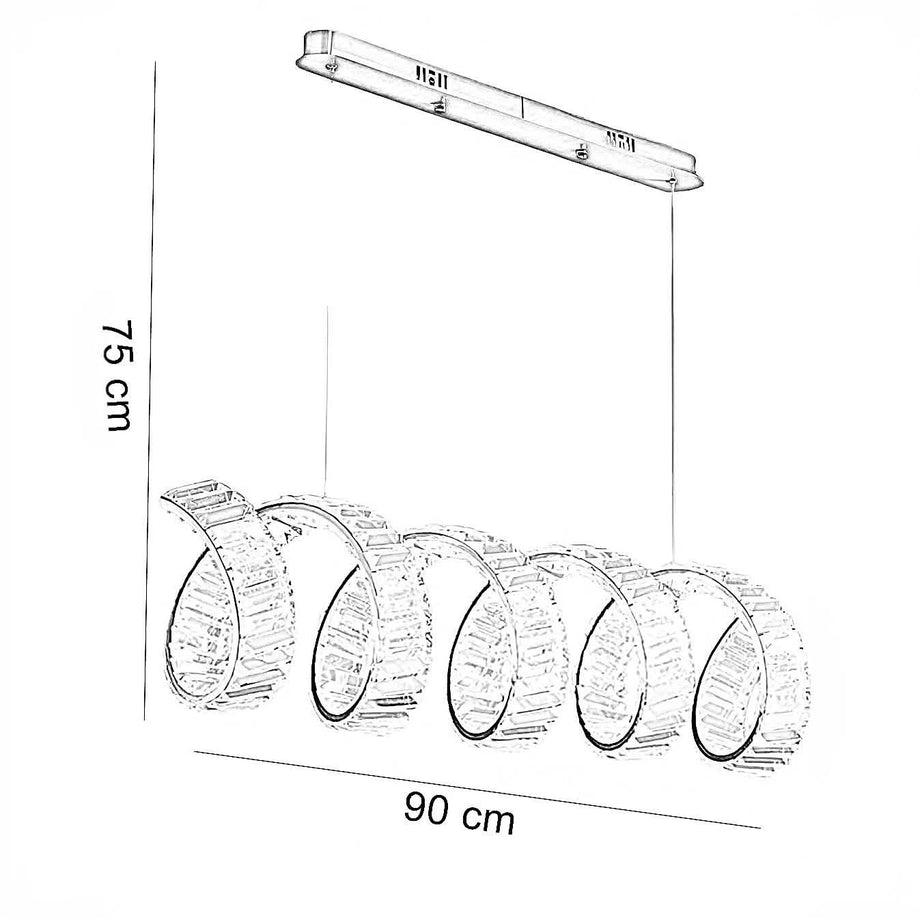 نجفة ستيل و كريستال، 90*75 سم- ذهبي