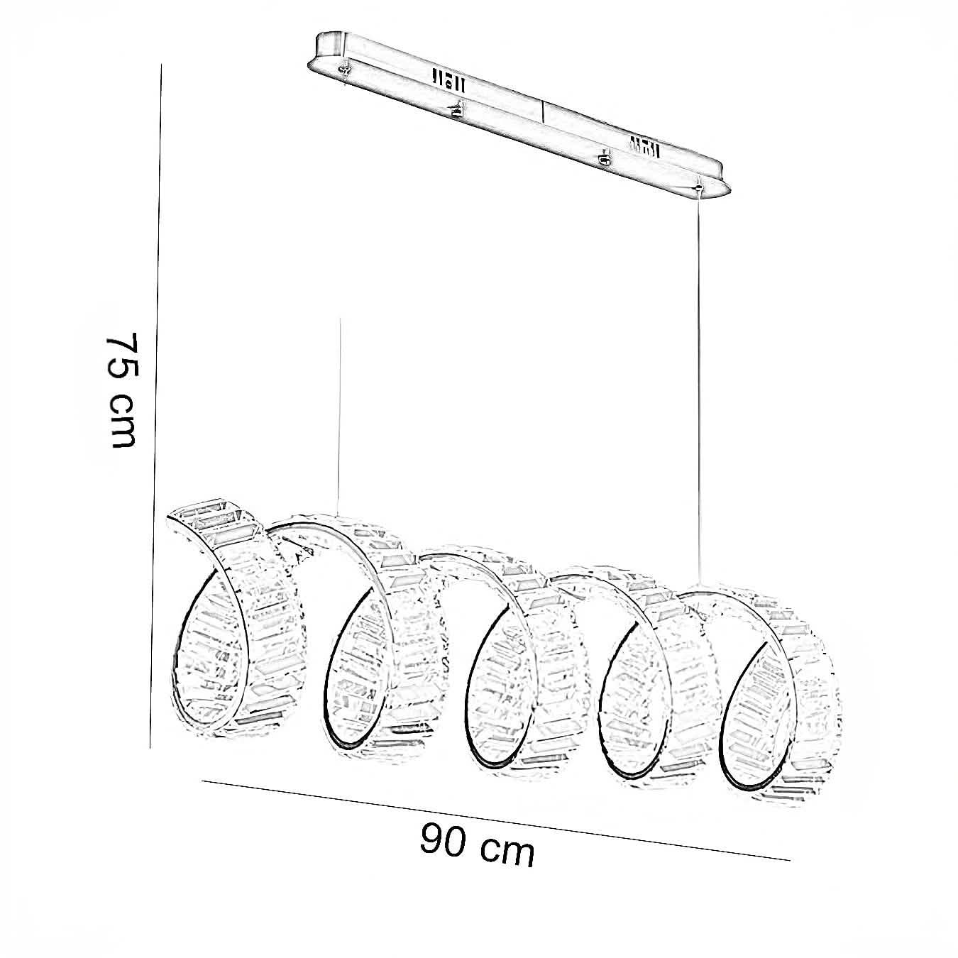 نجفة ستيل و كريستال، 90*75 سم- ذهبي