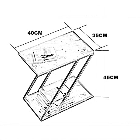 طقم ترابيزات جانبية ستيل بسطح رخام، قطعتين