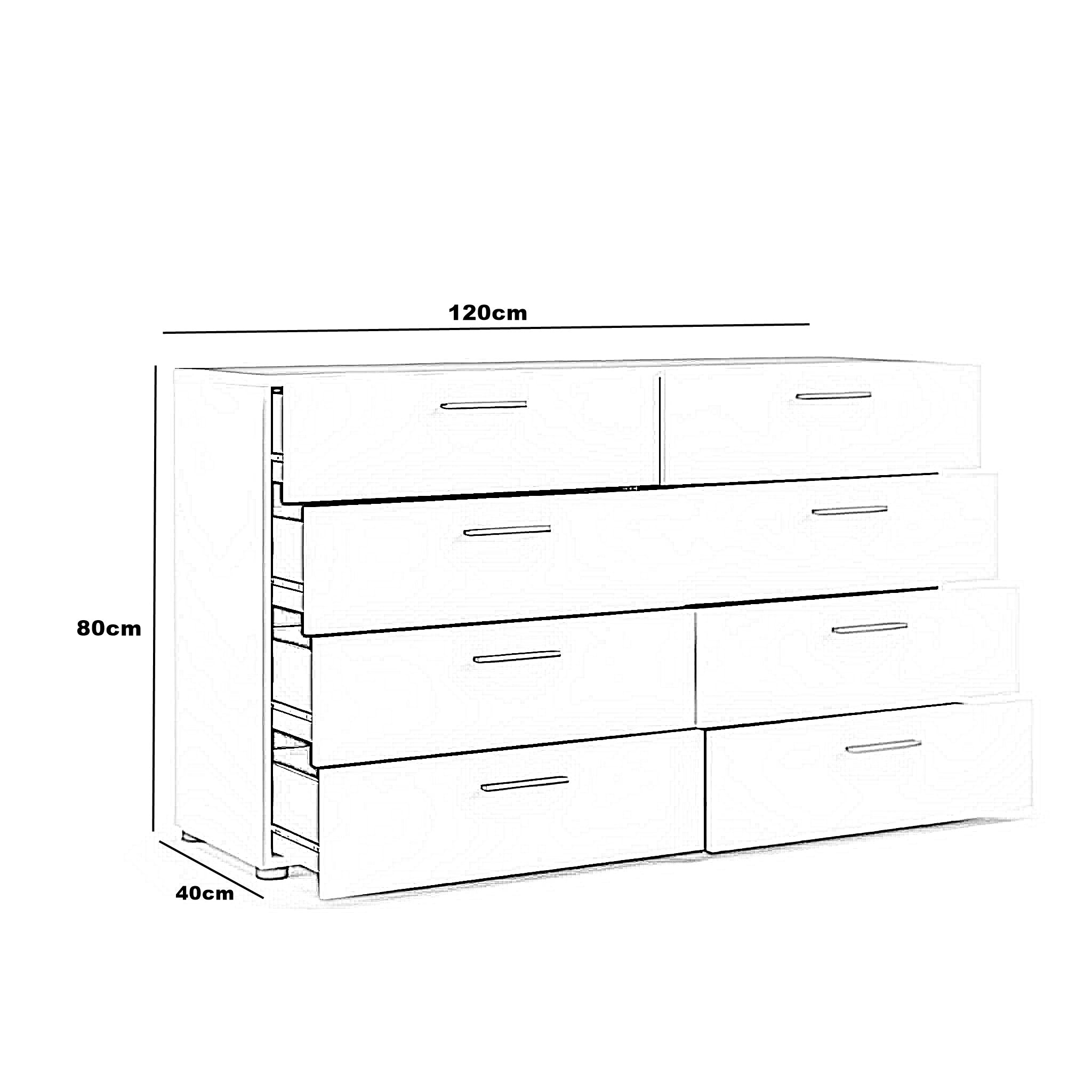 وحدة ادراج، خشب ام دي اف،  120*40*70 سم