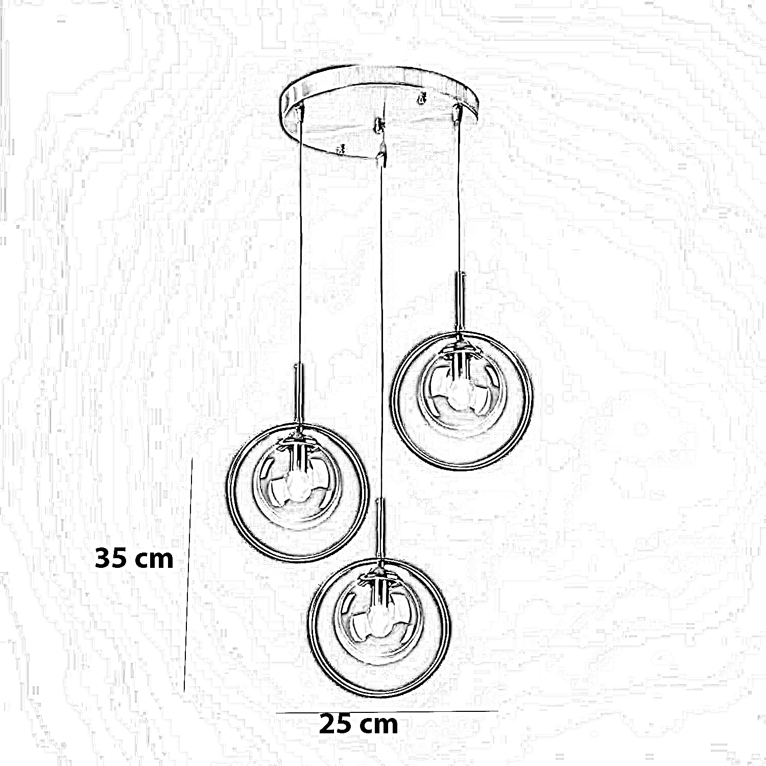 نجفة معدن و زجاج، 25*35 سم