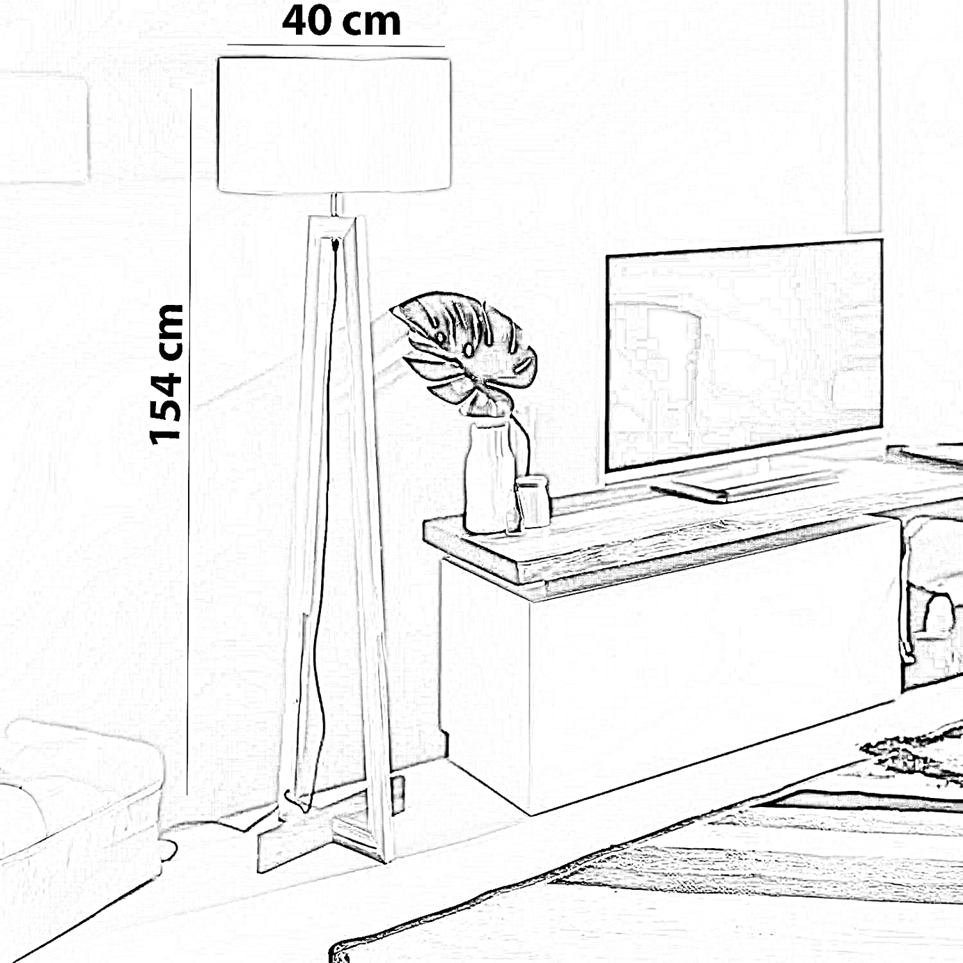 أباجورة أرضية خشب، 40*154 سم