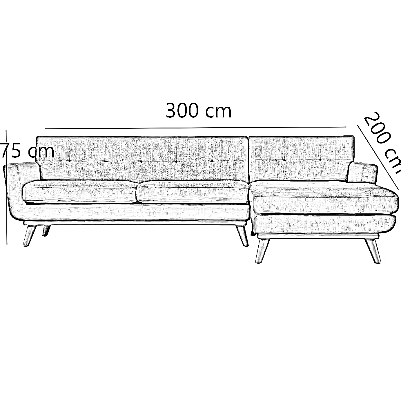 ركنة خشب زان أحمر، 300*200*75 سم