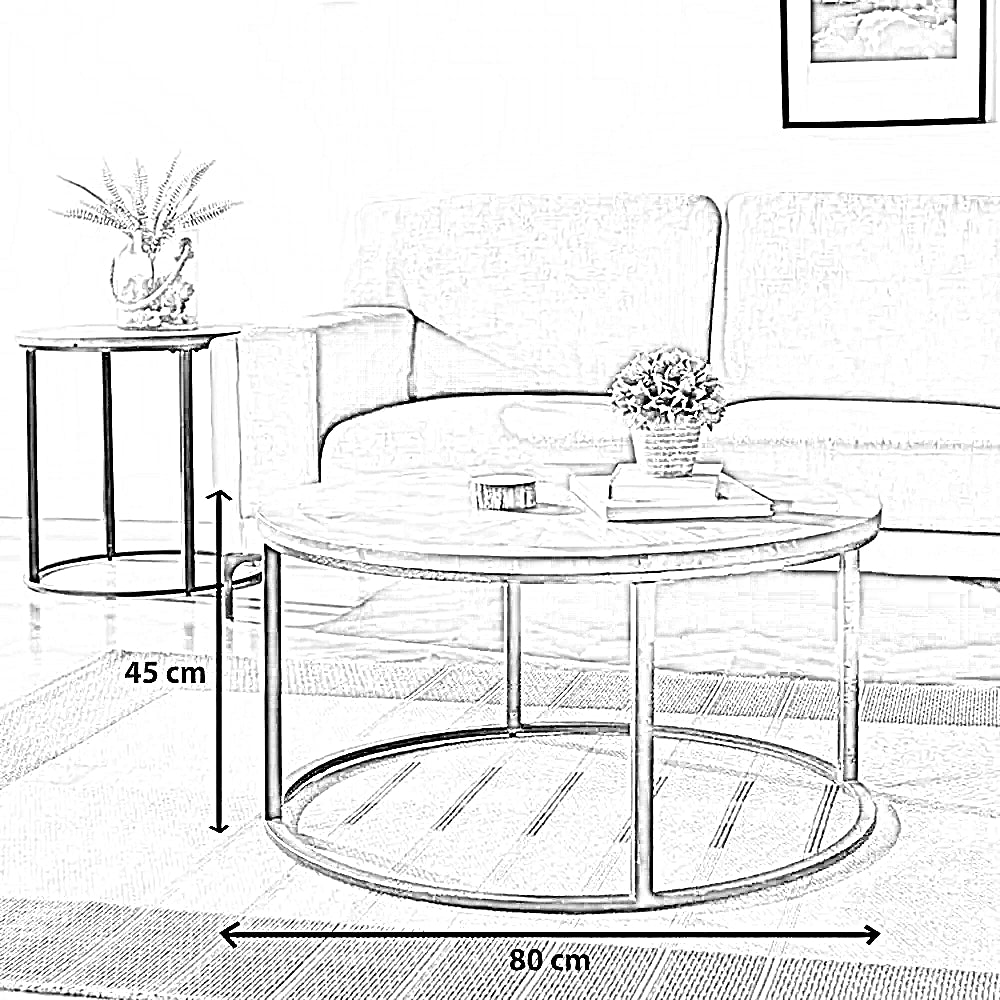 ترابيزة قهوة معدن بسطح خشب، 80*80*45 سم