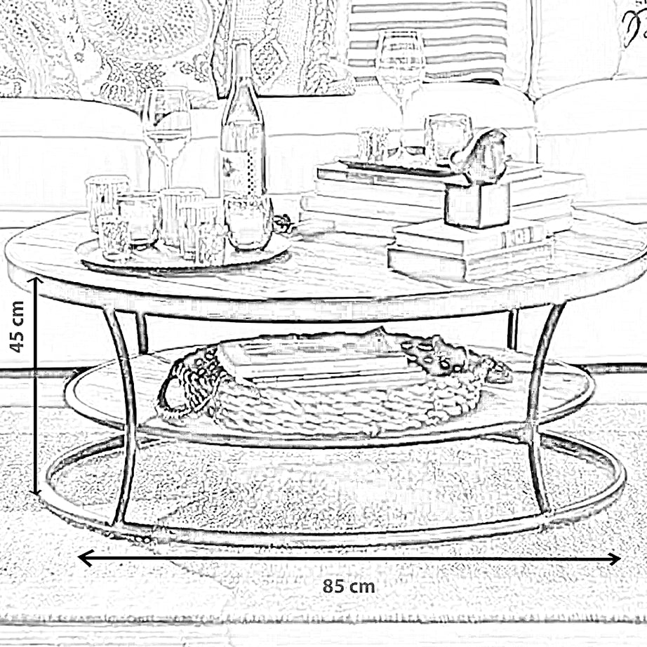 ترابيزة قهوة معدن بسطح خشب، 85*85*45 سم