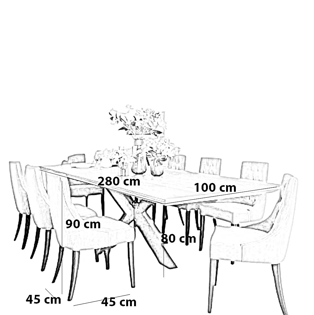 طقم سفرة خشب زان و كونتر، 9 قطع