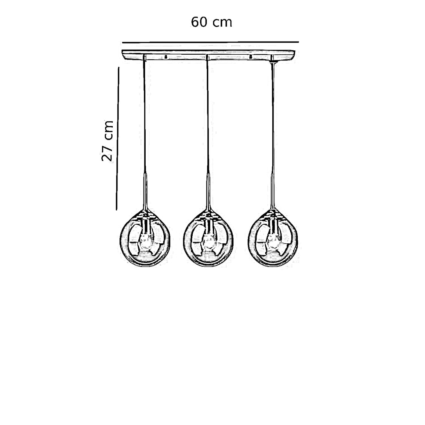 نجفة ستيل، 60*27 سم