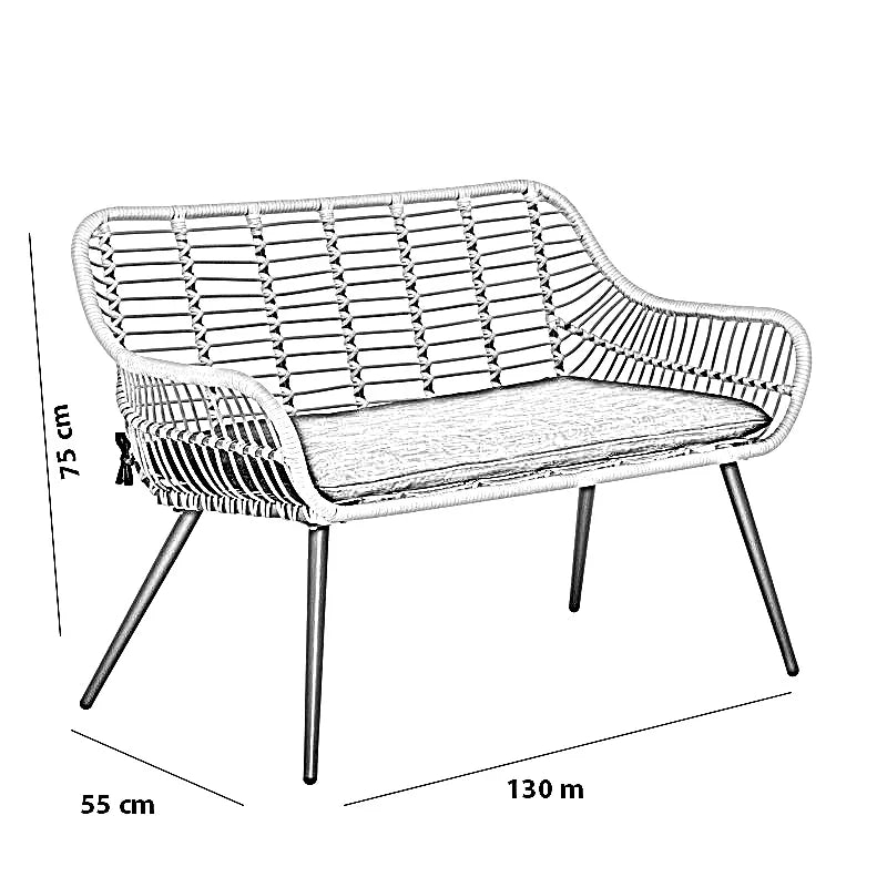 طقم خارجي ستيل و راتان، 9 قطع