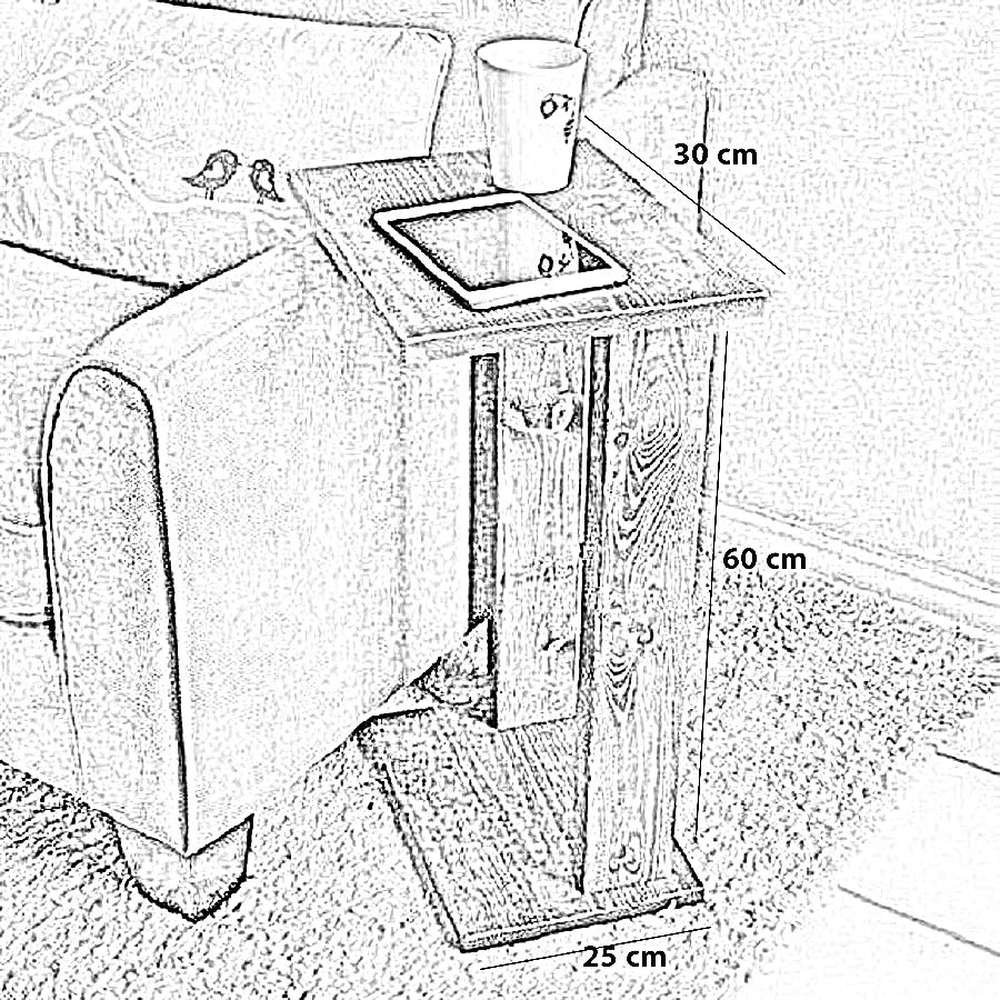 ترابيزة جانبية خشب موسكي، 30*25*60 سم