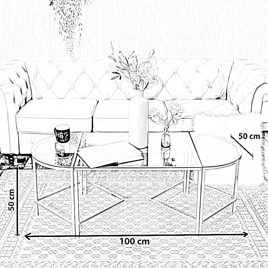 ترابيزة قهوة ستيل، 100*50*50 سم