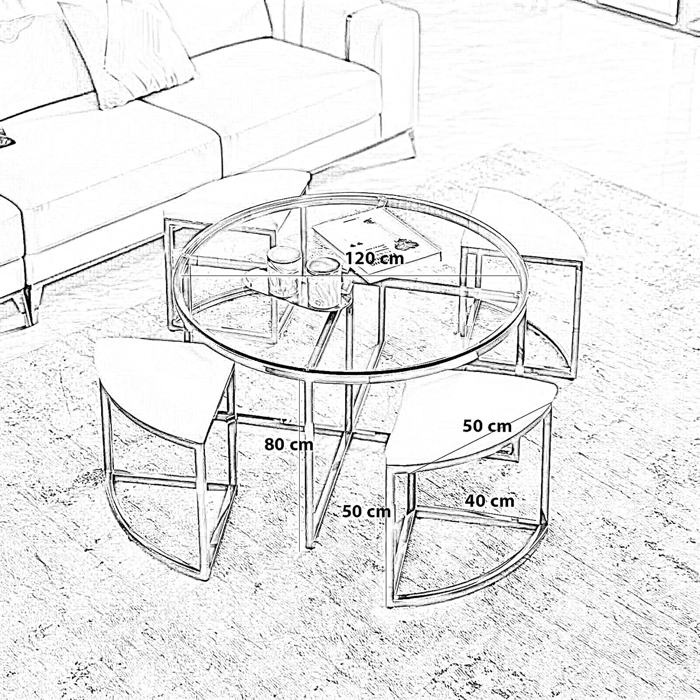 طقم سفرة ستيل وزجاج، 5 قطع