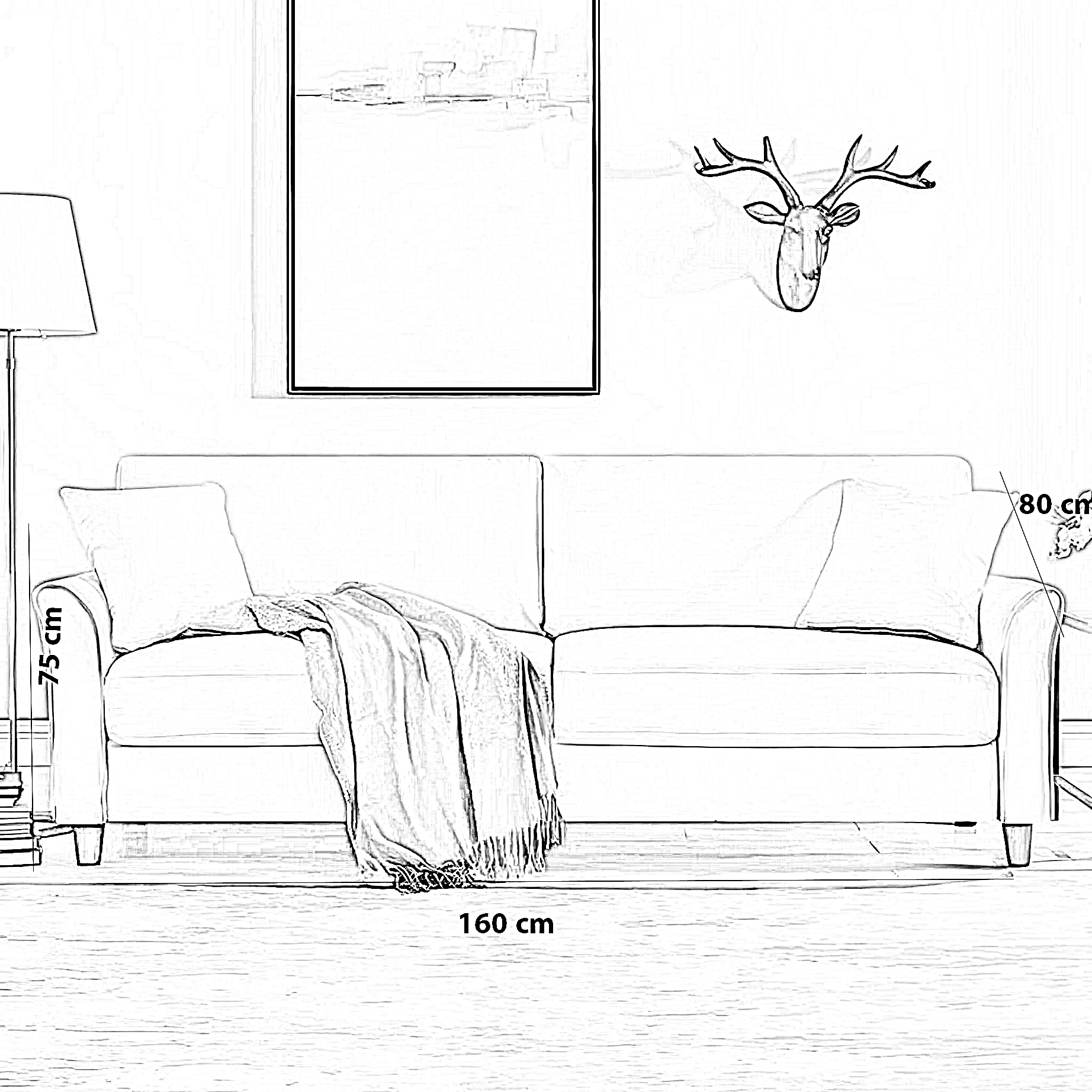 كنبة خشب زان، 160*80*75 سم