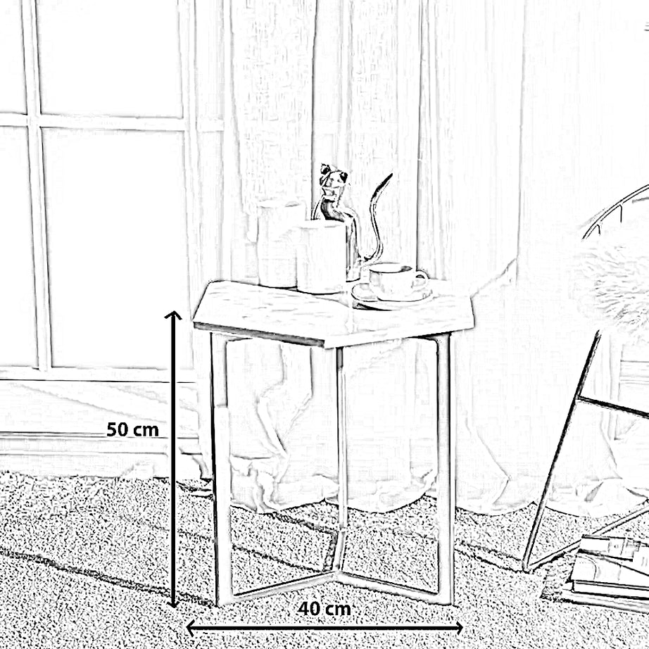 ترابيزة جانبية ستيل بسطح رخام، 40*40*50 سم