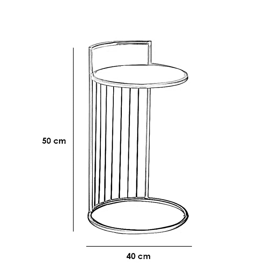 ترابيزة جانبية معدن بسطح رخام، 40*40*50 سم