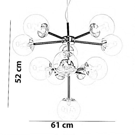 نجفة معدن و زجاج، 61*52 سم