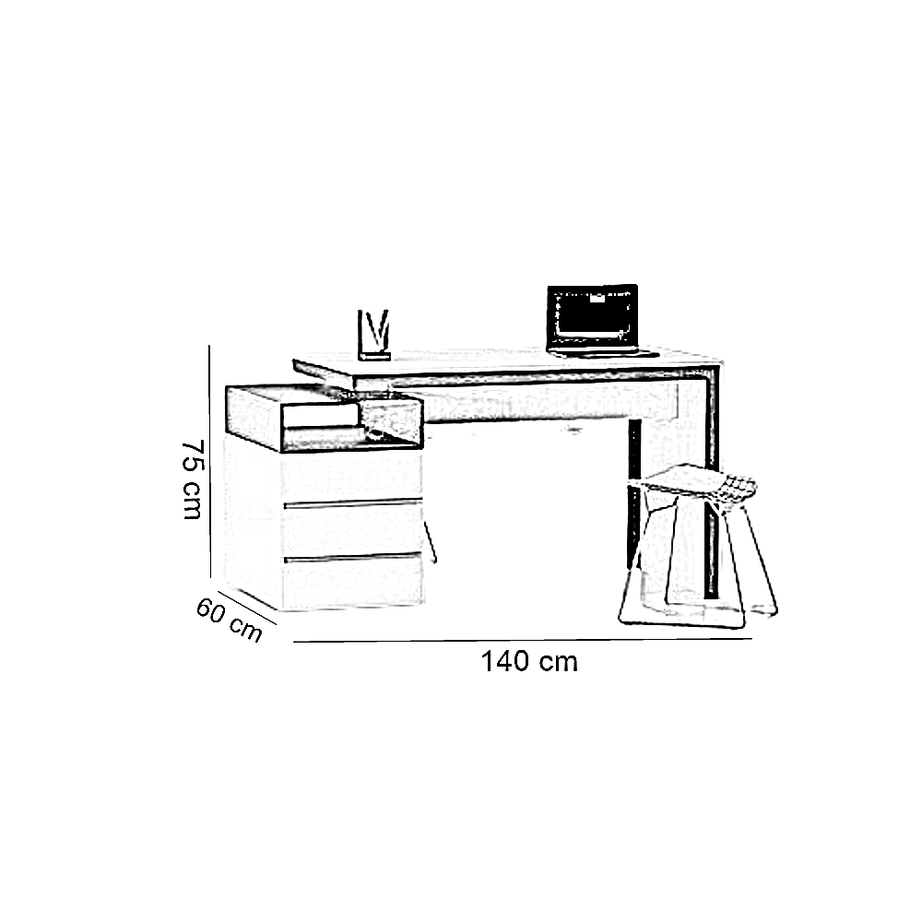 مكتب خشب ام دي اف، 140*60*75سم