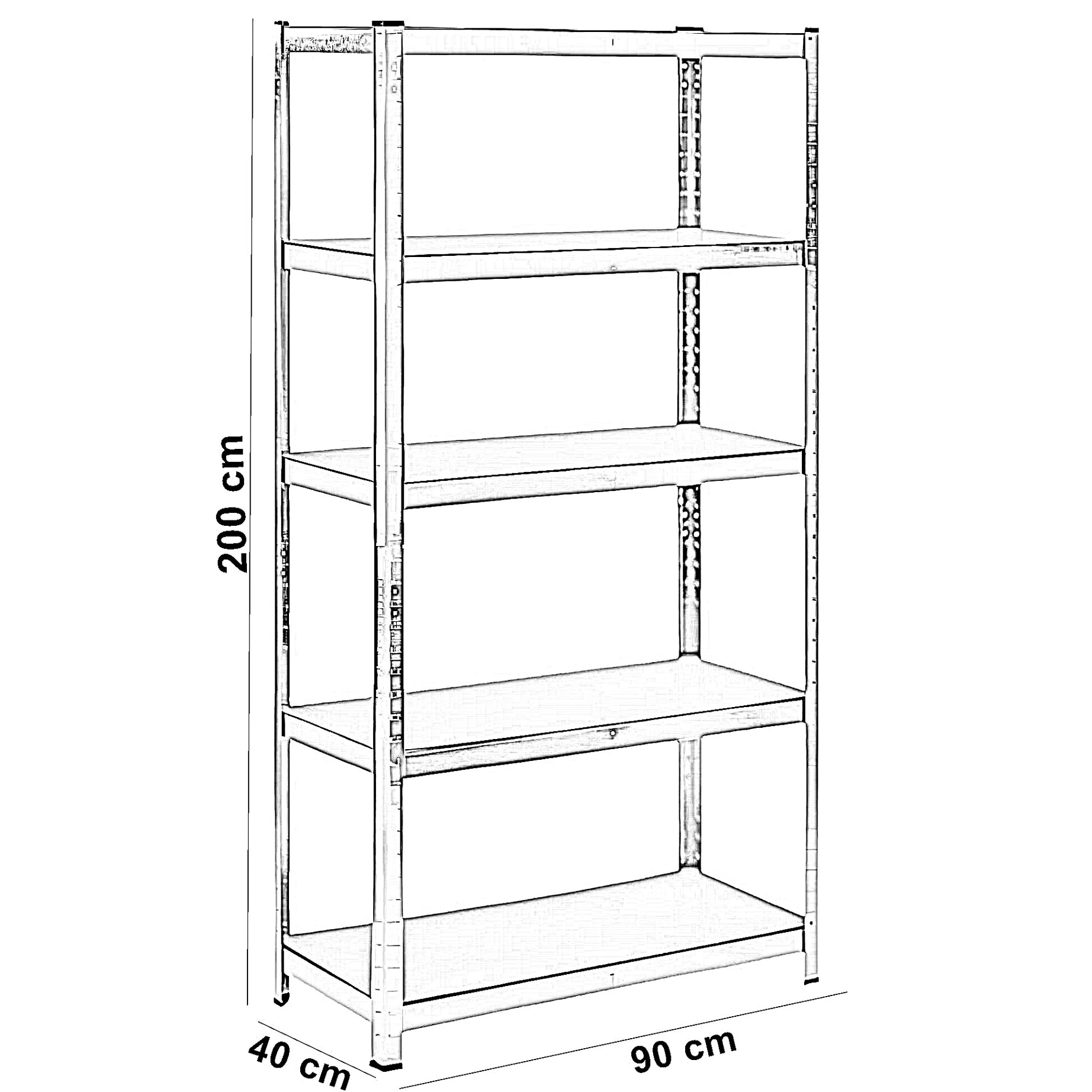 وحدة أرفف معدن، 90*40*200 سم