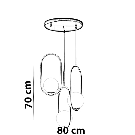 نجفة معدن و زجاج، 80*70 سم