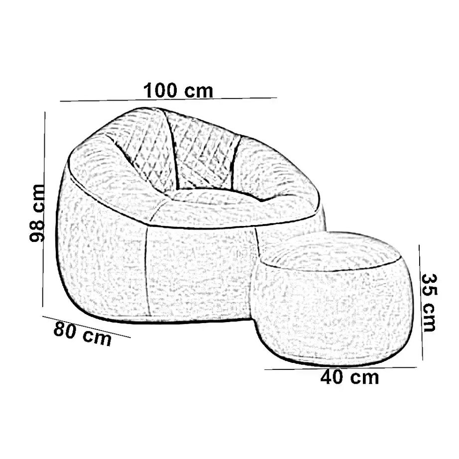 طقم بين باج مع بف جلد، قطعتين - بني غامق