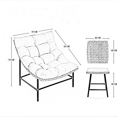 طقم خارجي ستيل و راتان، 3 قطع