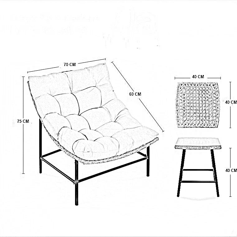 طقم خارجي ستيل و راتان، 3 قطع