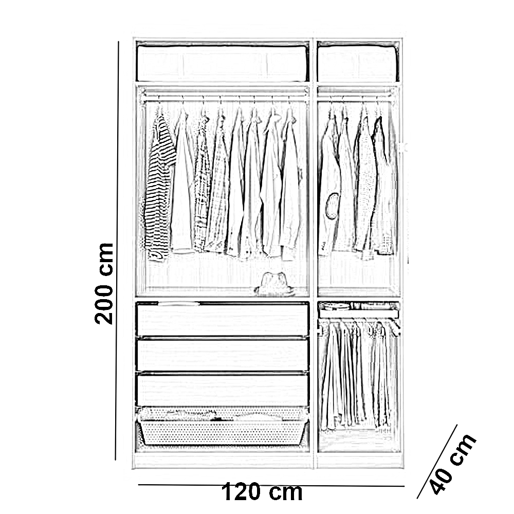 دريسنج خشب ام دي اف، 120*40*200 سم