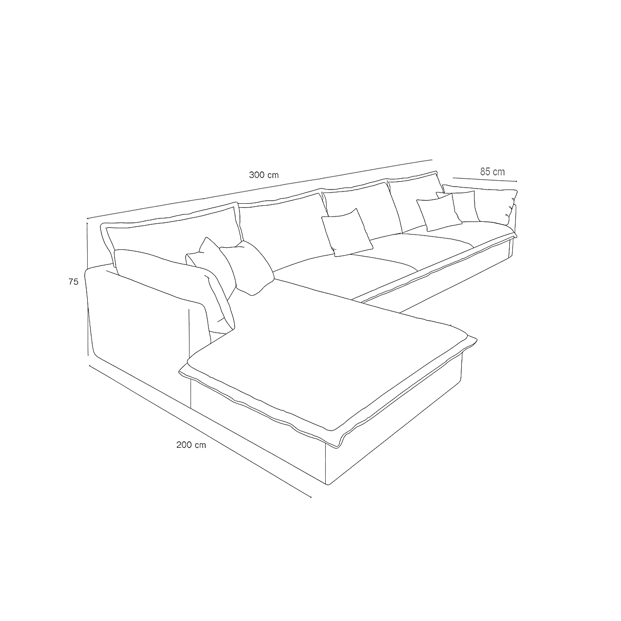ركنة خشب زان، 300*200*75 سم