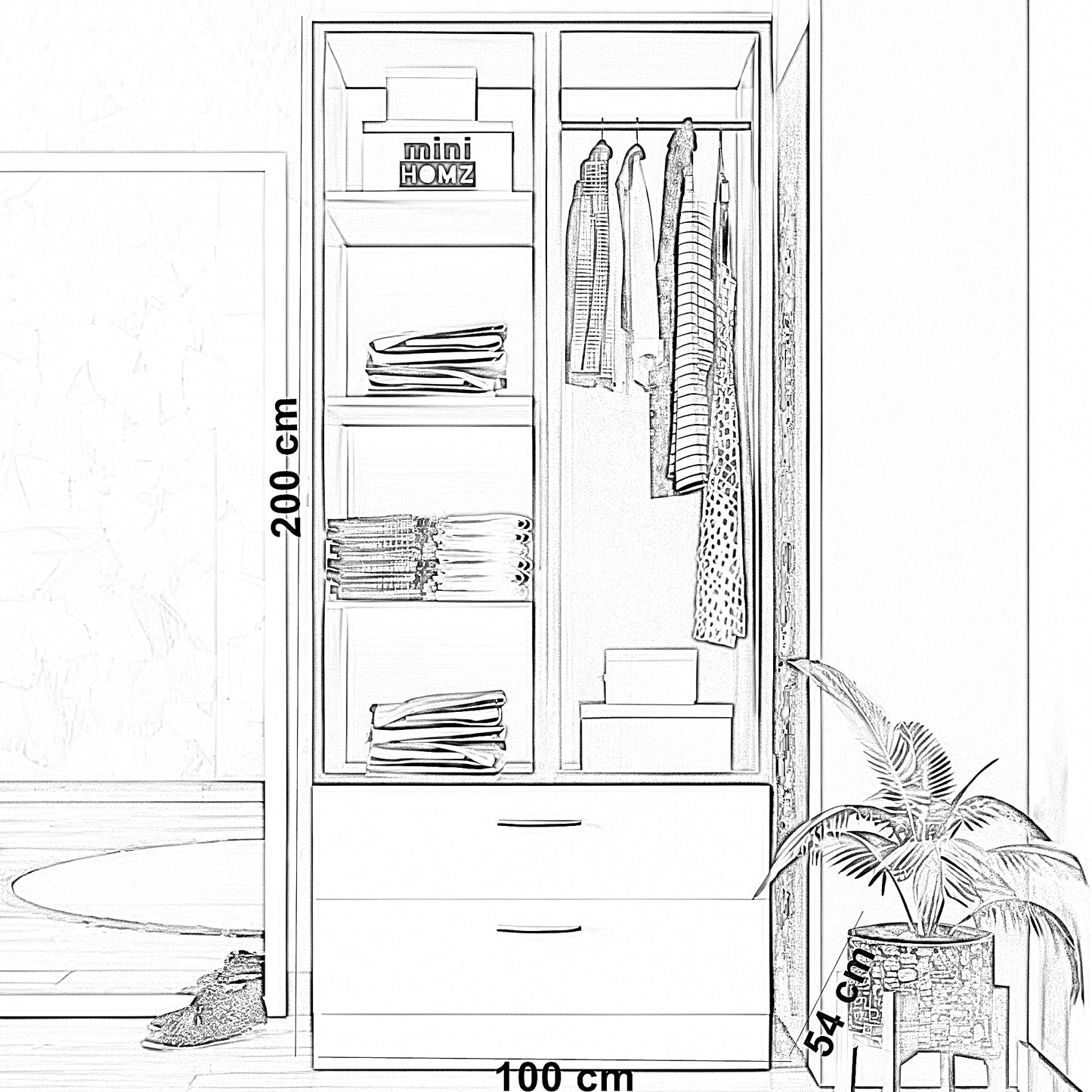 دريسينج خشب ام دي اف أسباني، 100*54*200 سم