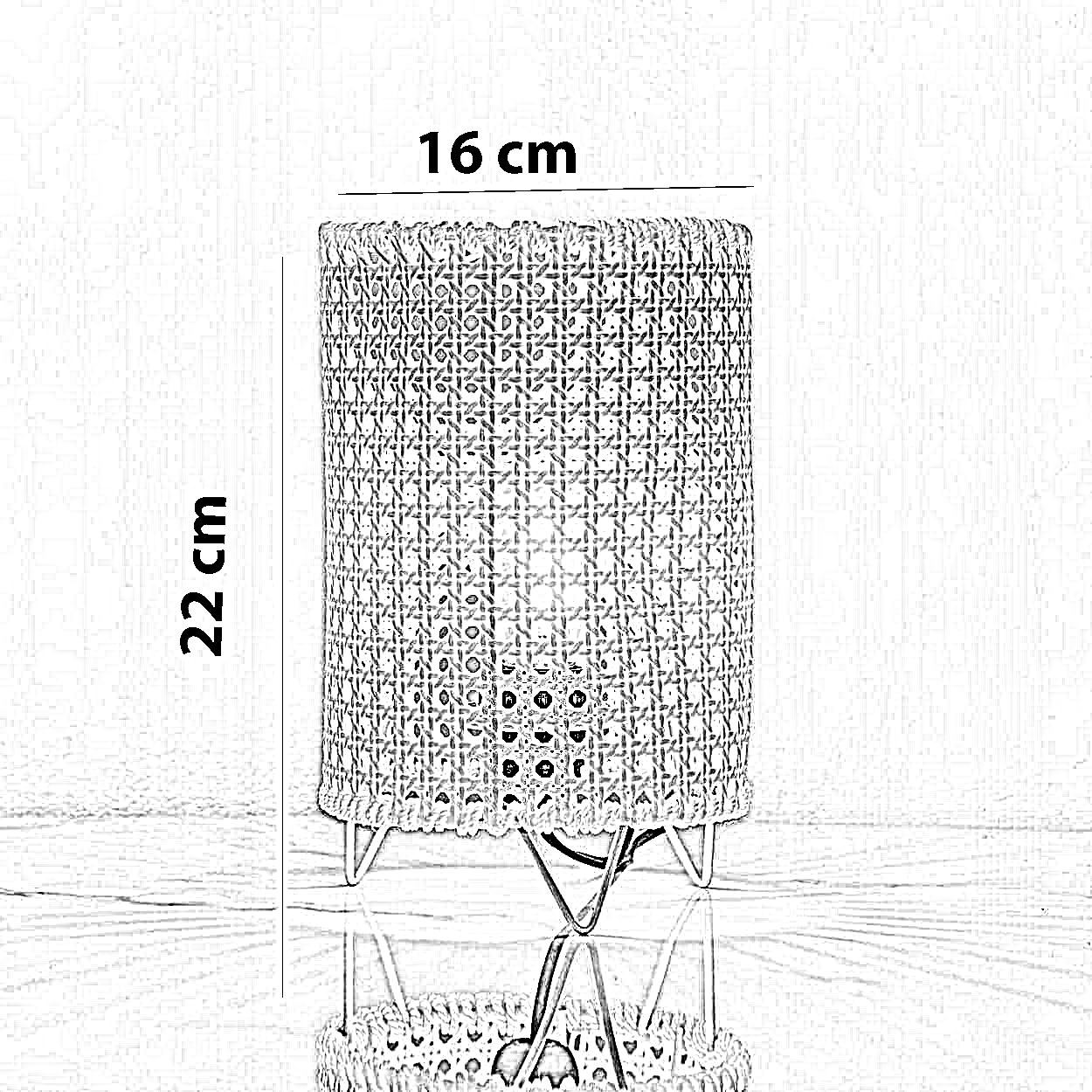 أباجورة راتان، 16*22 سم
