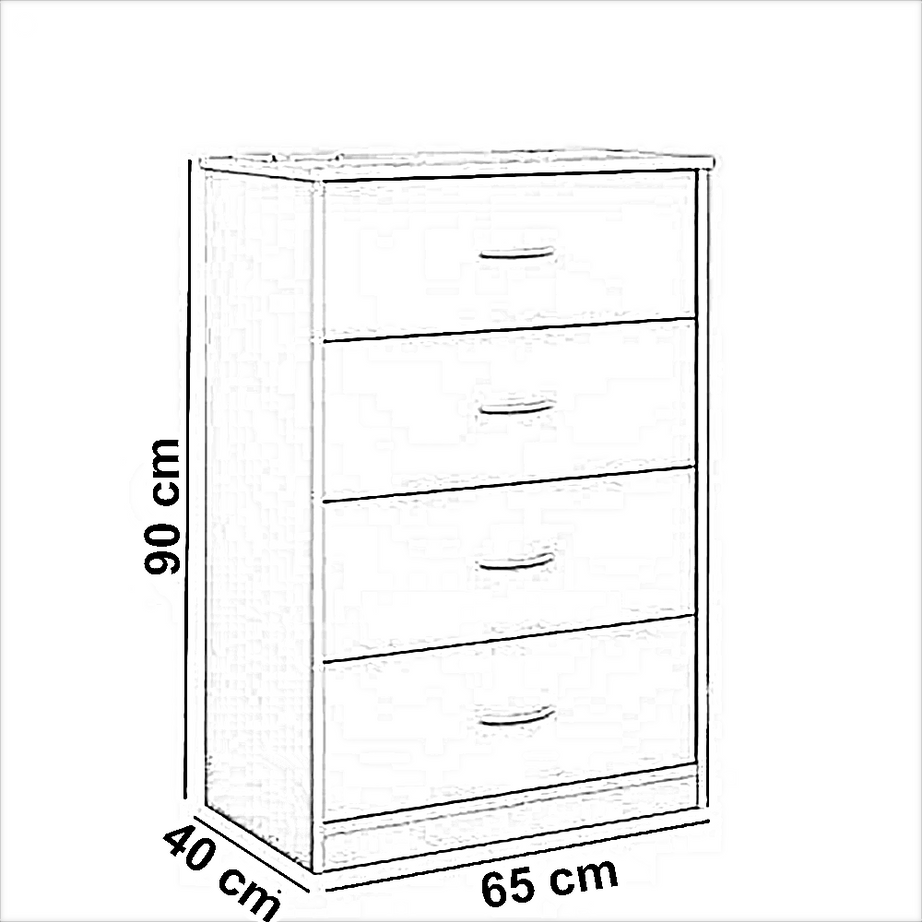 وحدة أدراج خشب ام دي اف، 65*40*90 سم