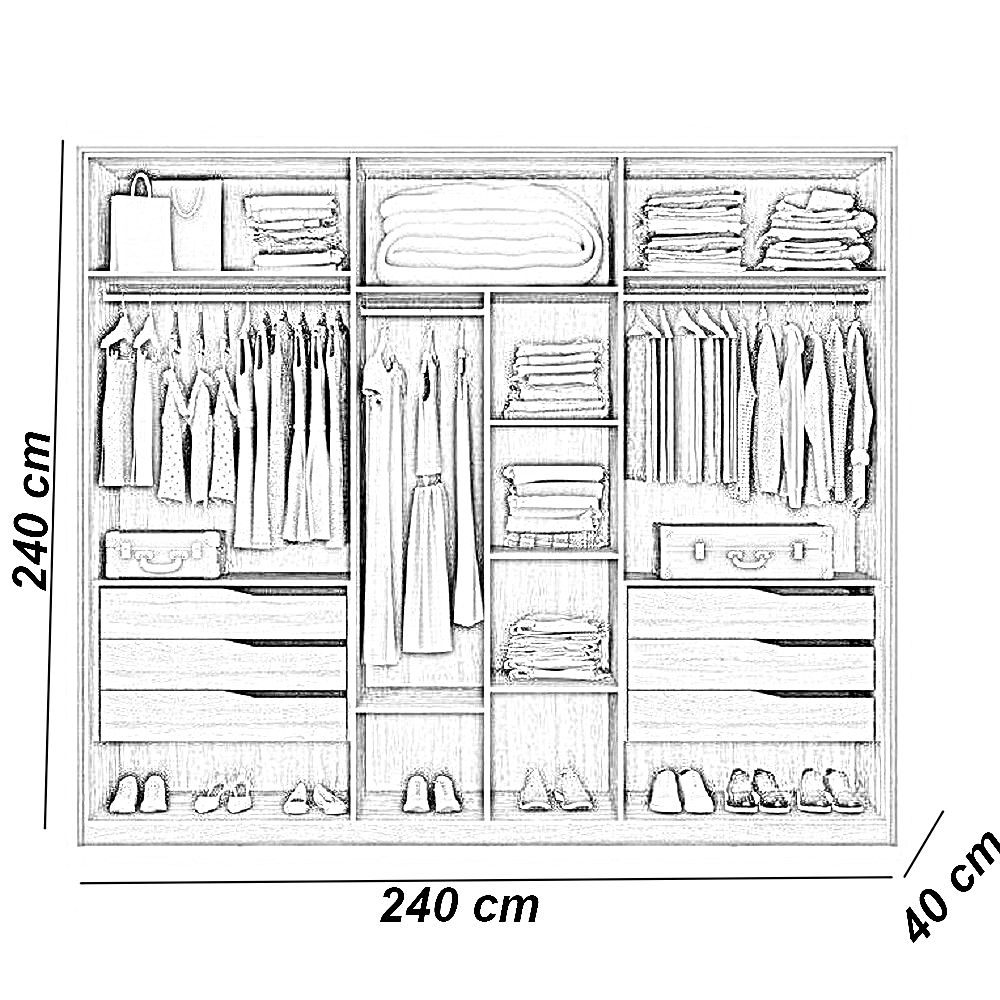 دريسنج خشب ام دي اف، 240*40*240 سم