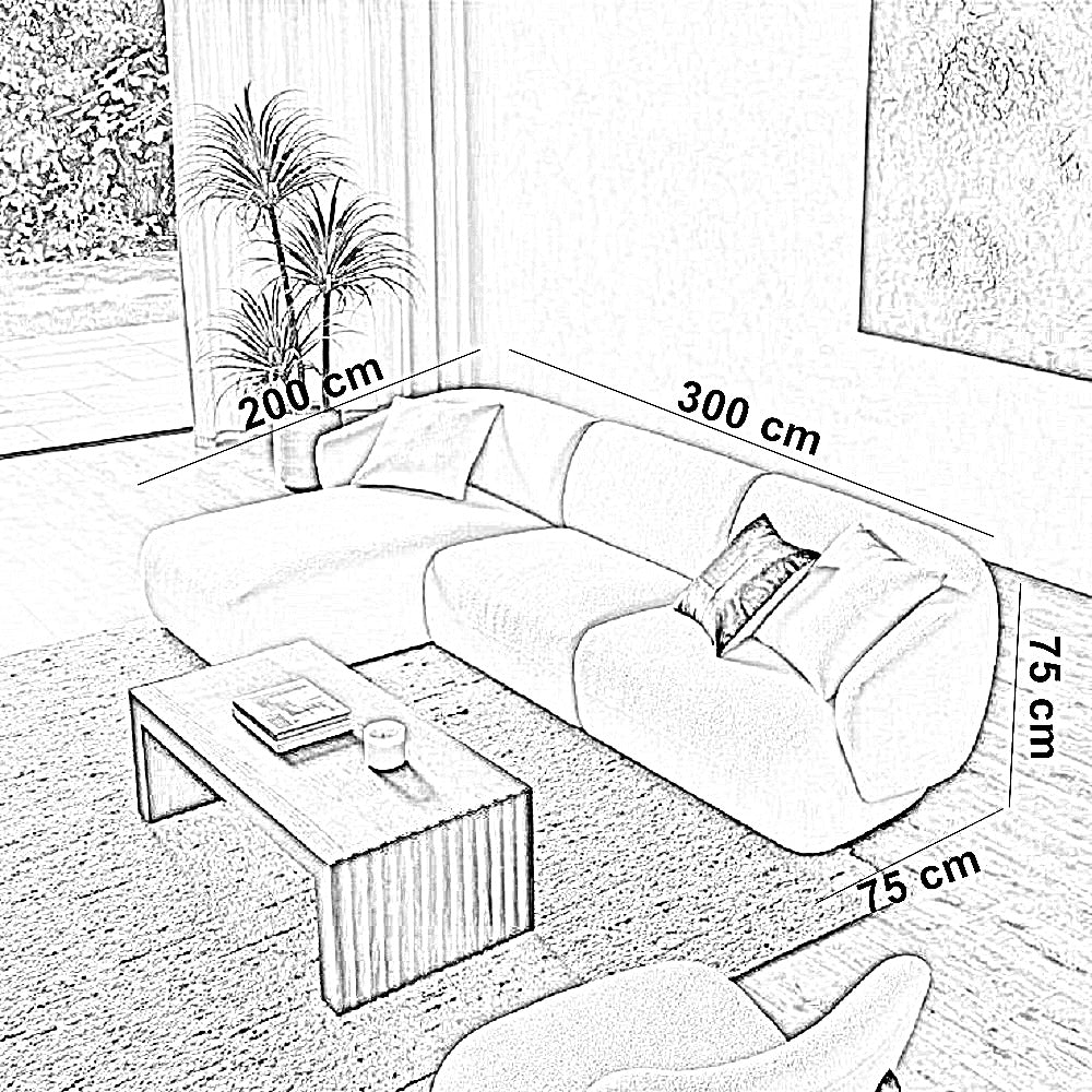 ركنة خشب زان أحمر، 300*200*75 سم