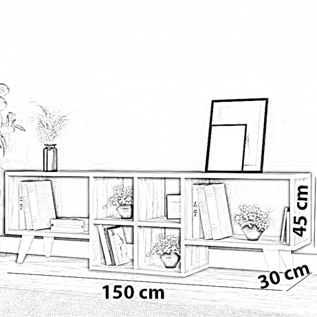 ترابيزة تليفزيون ام دي اف، 150*30*45 سم