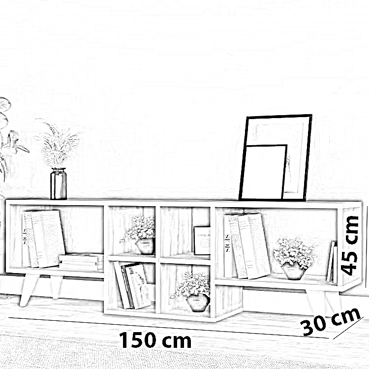 ترابيزة تليفزيون ام دي اف، 150*30*45 سم