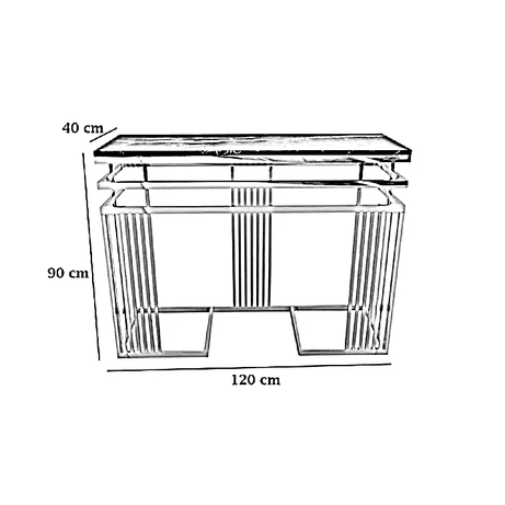 كونسول ستيل بسطح زجاجي، 120*40*90 سم