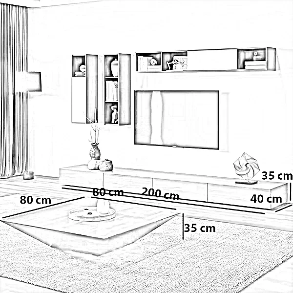طقم ترابيزة تليفزيون مع ترابيزة قهوة، خشب ام دي اف - قطعتين