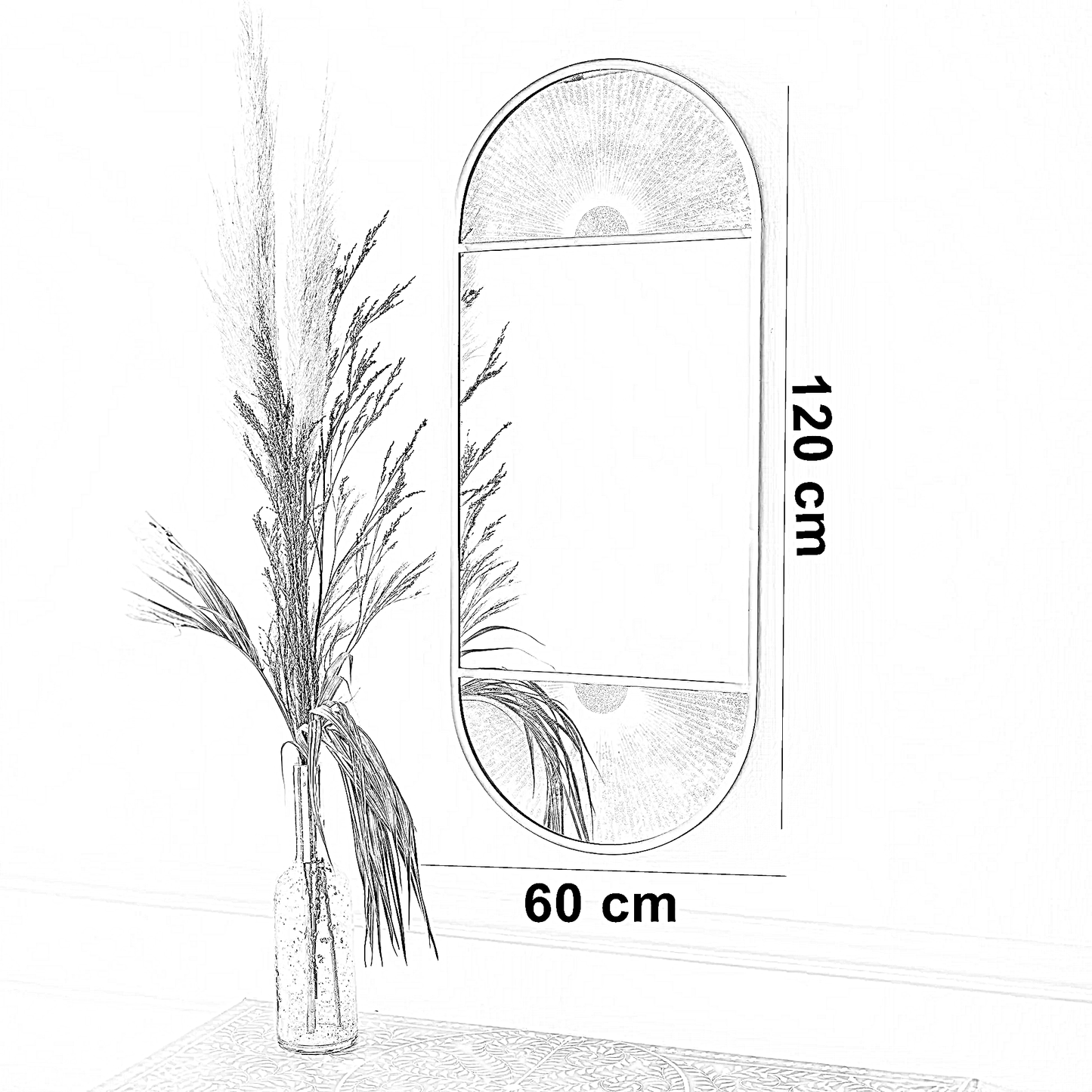 مرايا حائط بإطار ستيل، 60*120 سم