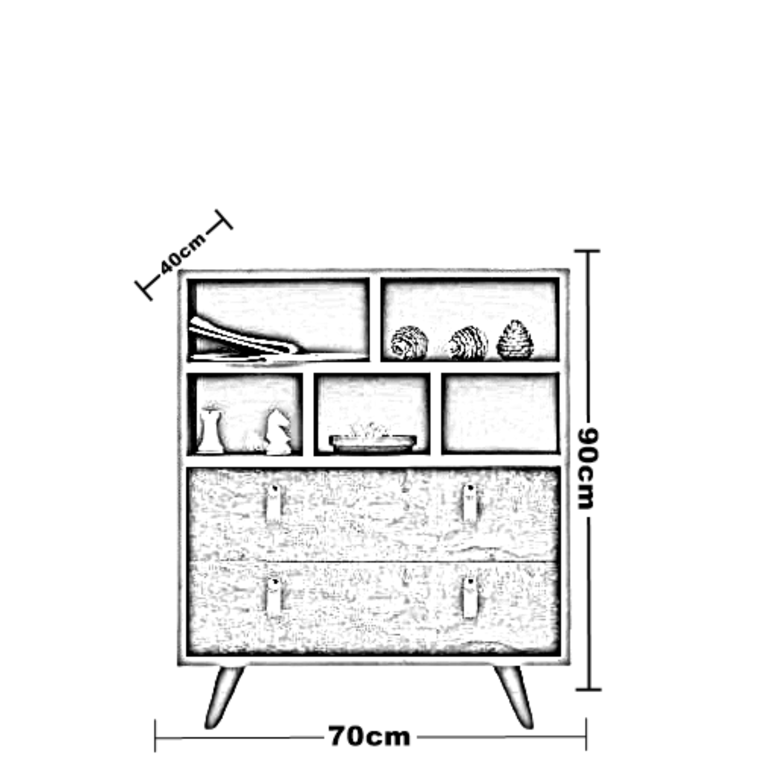 وحدة تخزين خشب ام دي اف ، 70*40*90 سم