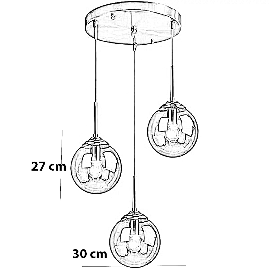 نجفة معدن و زجاج، 30*27 سم
