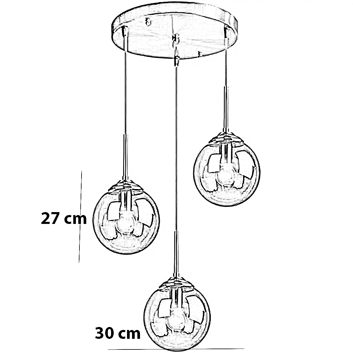 نجفة معدن و زجاج، 30*27 سم