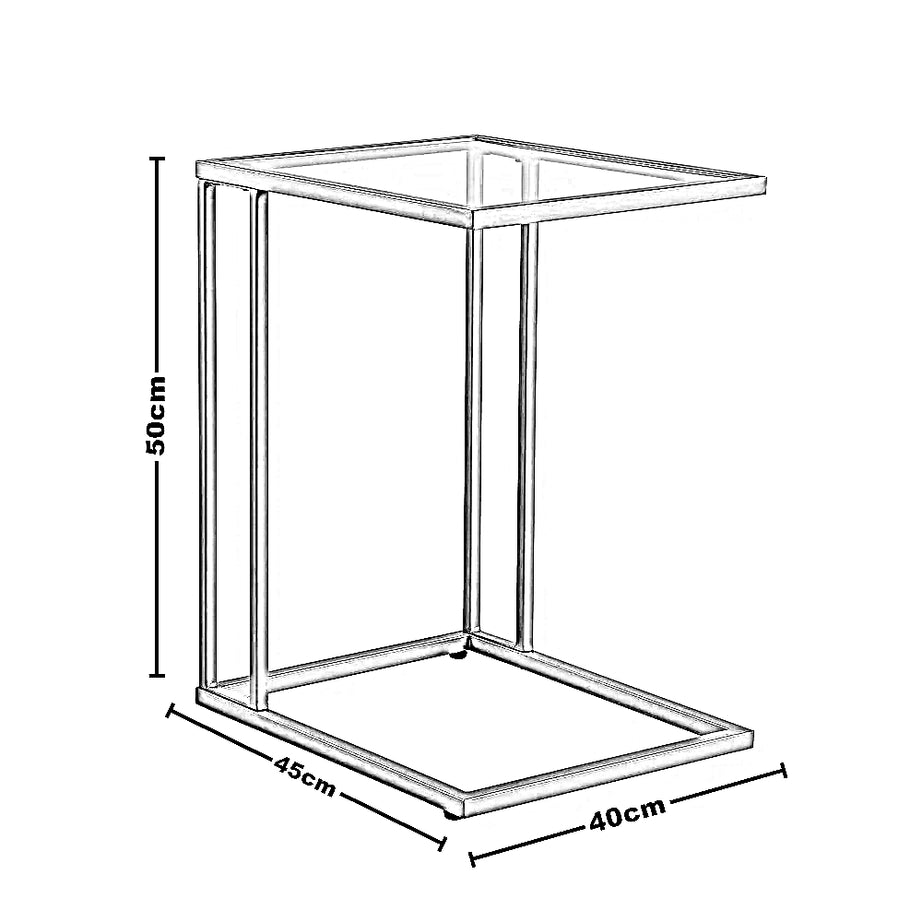 ترابيزة جانبية بسطح زجاج، 40*45*50 سم
