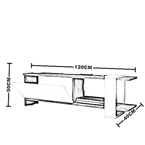 ترابيزة تليفزيون ام دي اف، 120*40*50 سم